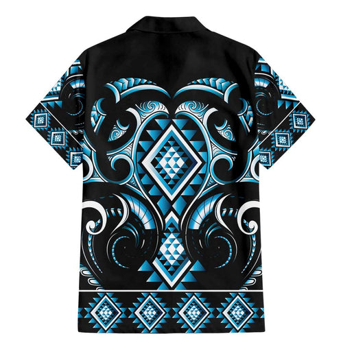 Blue Ngaru Taniko With Aotearoa Maori Tattoo Family Matching Mermaid Dress and Hawaiian Shirt