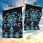 Blue Ngaru Taniko With Aotearoa Maori Tattoo Garden Flag