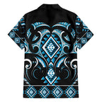 Blue Ngaru Taniko With Aotearoa Maori Tattoo Hawaiian Shirt