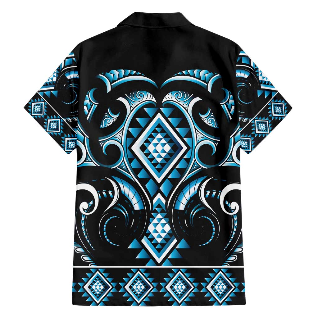 Blue Ngaru Taniko With Aotearoa Maori Tattoo Hawaiian Shirt