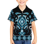 Blue Ngaru Taniko With Aotearoa Maori Tattoo Hawaiian Shirt