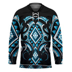 Blue Ngaru Taniko With Aotearoa Maori Tattoo Hockey Jersey - Aussie Hoodie