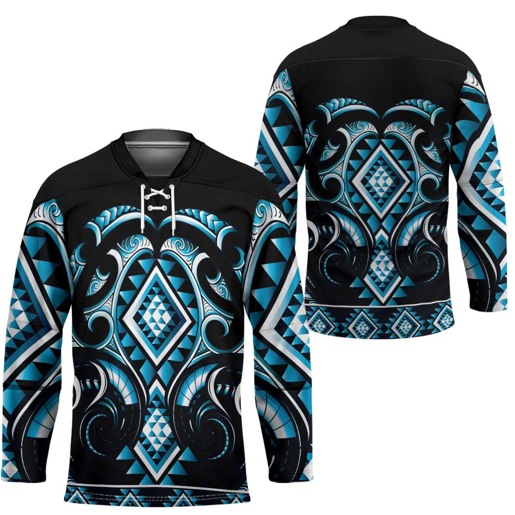 Blue Ngaru Taniko With Aotearoa Maori Tattoo Hockey Jersey - Aussie Hoodie