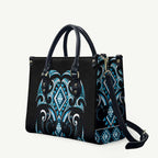 Blue Ngaru Taniko With Aotearoa Maori Tattoo Leather Bag - Aussie Hoodie