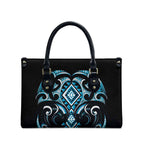 Blue Ngaru Taniko With Aotearoa Maori Tattoo Leather Bag - Aussie Hoodie