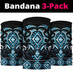 Blue Ngaru Taniko With Aotearoa Maori Tattoo Neck Gaiter - Aussie Hoodie