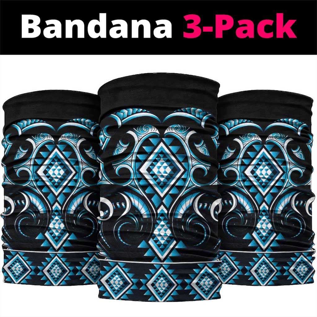 Blue Ngaru Taniko With Aotearoa Maori Tattoo Neck Gaiter - Aussie Hoodie