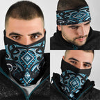 Blue Ngaru Taniko With Aotearoa Maori Tattoo Neck Gaiter - Aussie Hoodie