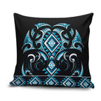 Blue Ngaru Taniko With Aotearoa Maori Tattoo Pillow Cover - Aussie Hoodie