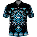 Blue Ngaru Taniko With Aotearoa Maori Tattoo Polo Shirt