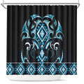 Blue Ngaru Taniko With Aotearoa Maori Tattoo Shower Curtain