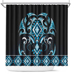 Blue Ngaru Taniko With Aotearoa Maori Tattoo Shower Curtain