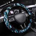 Blue Ngaru Taniko With Aotearoa Maori Tattoo Steering Wheel Cover
