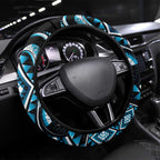 Blue Ngaru Taniko With Aotearoa Maori Tattoo Steering Wheel Cover