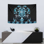 Blue Ngaru Taniko With Aotearoa Maori Tattoo Tapestry