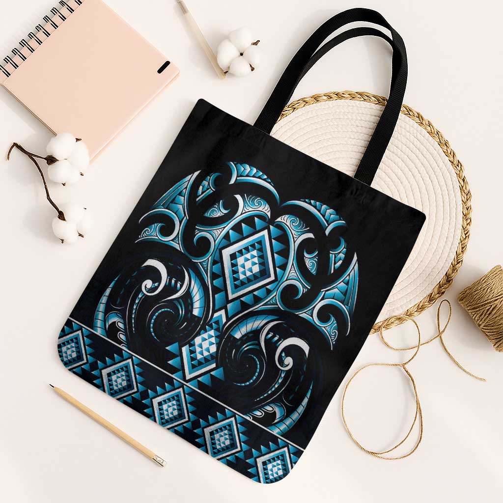 Blue Ngaru Taniko With Aotearoa Maori Tattoo Tote Bag - Aussie Hoodie