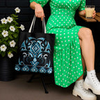 Blue Ngaru Taniko With Aotearoa Maori Tattoo Tote Bag - Aussie Hoodie