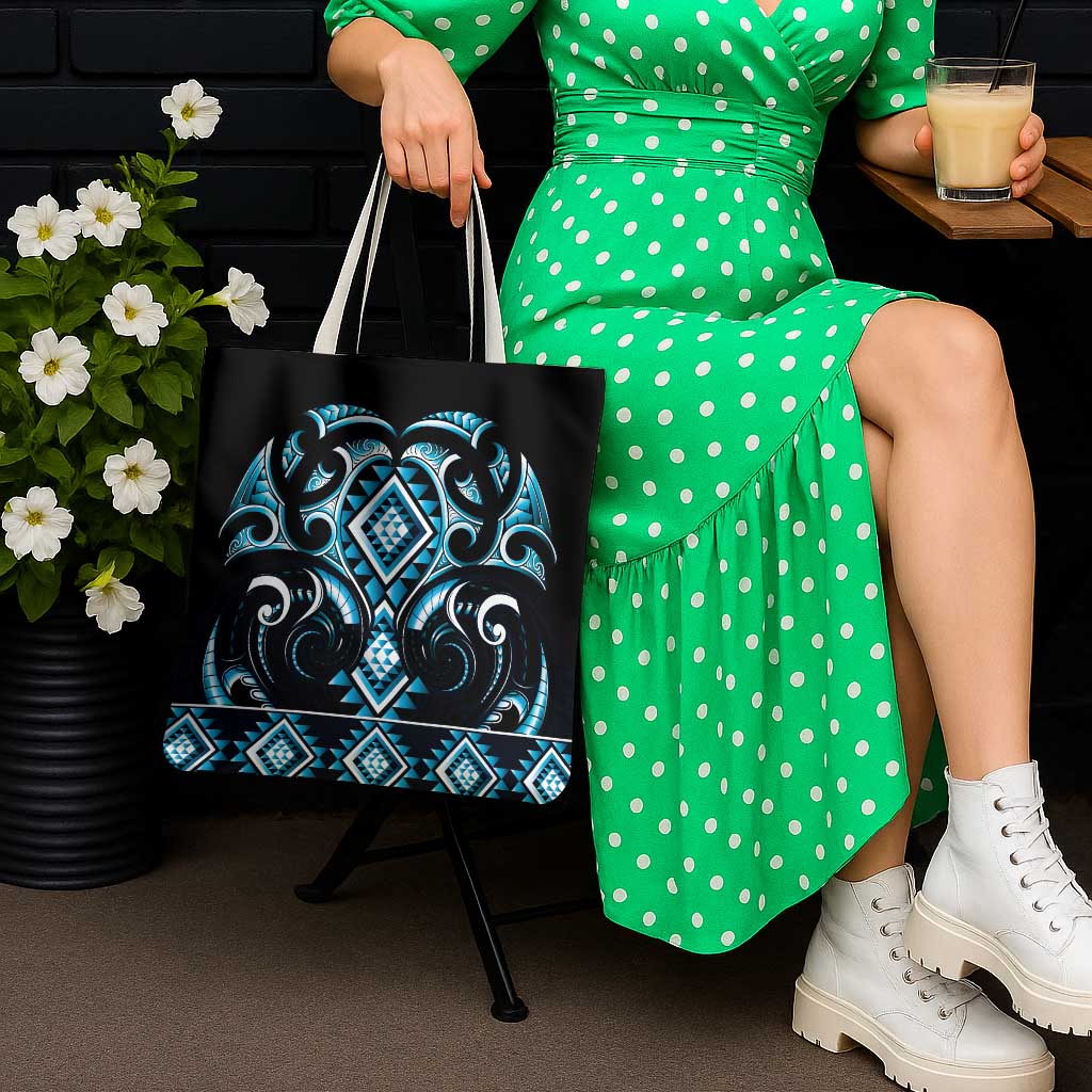 Blue Ngaru Taniko With Aotearoa Maori Tattoo Tote Bag - Aussie Hoodie