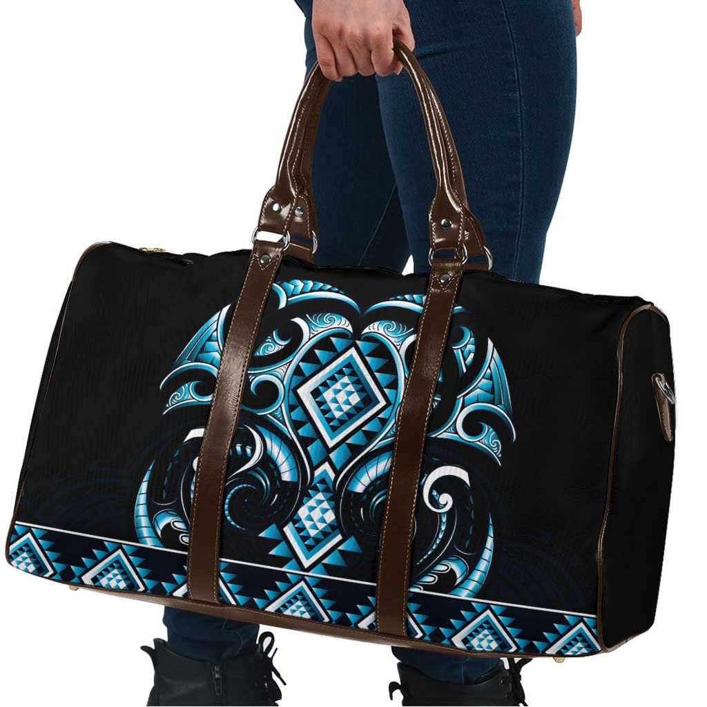 Blue Ngaru Taniko With Aotearoa Maori Tattoo Travel Bag - Aussie Hoodie