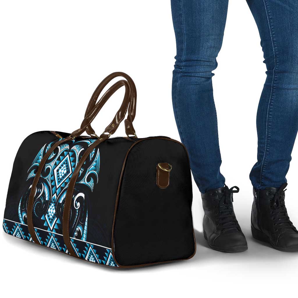 Blue Ngaru Taniko With Aotearoa Maori Tattoo Travel Bag - Aussie Hoodie