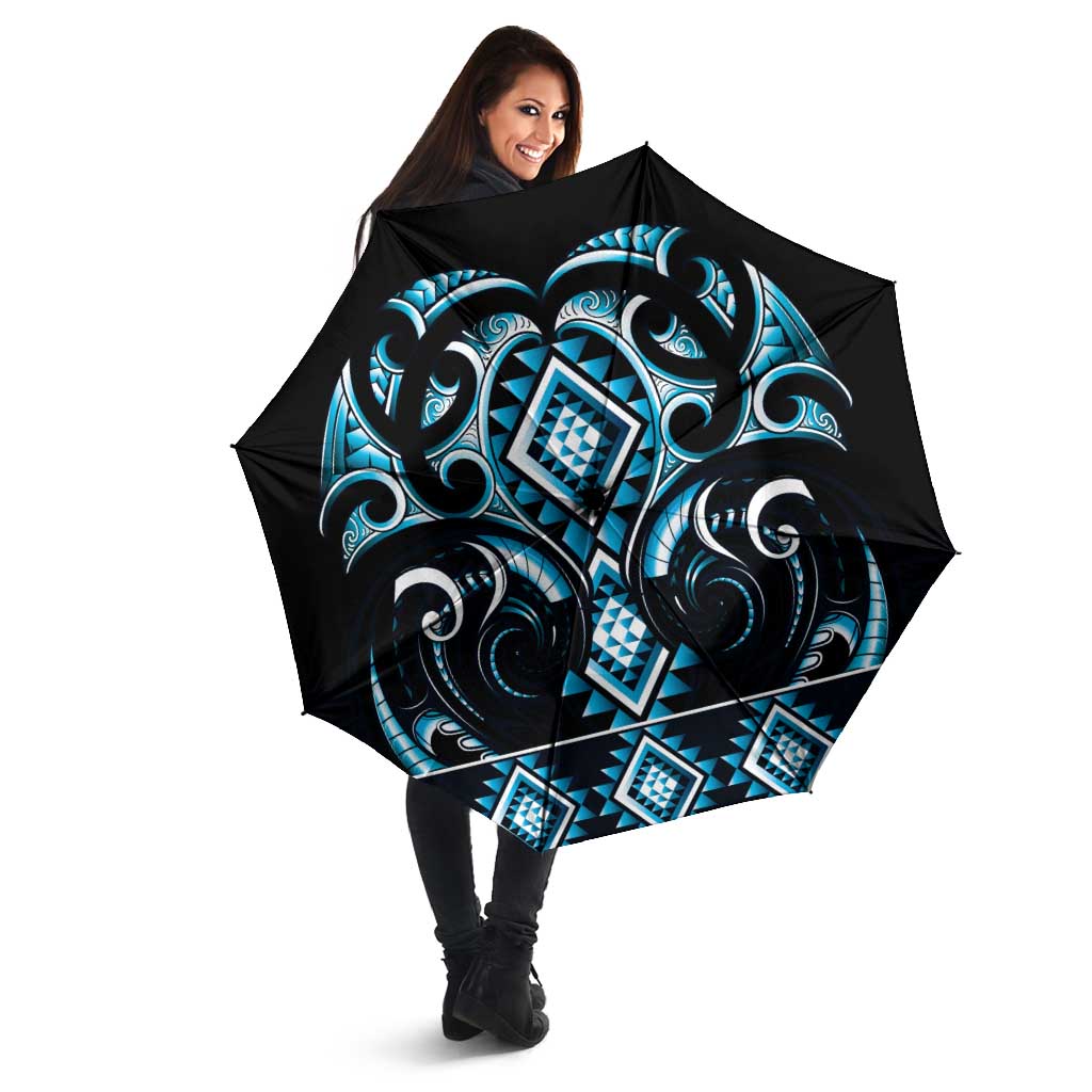 Blue Ngaru Taniko With Aotearoa Maori Tattoo Umbrella - Aussie Hoodie