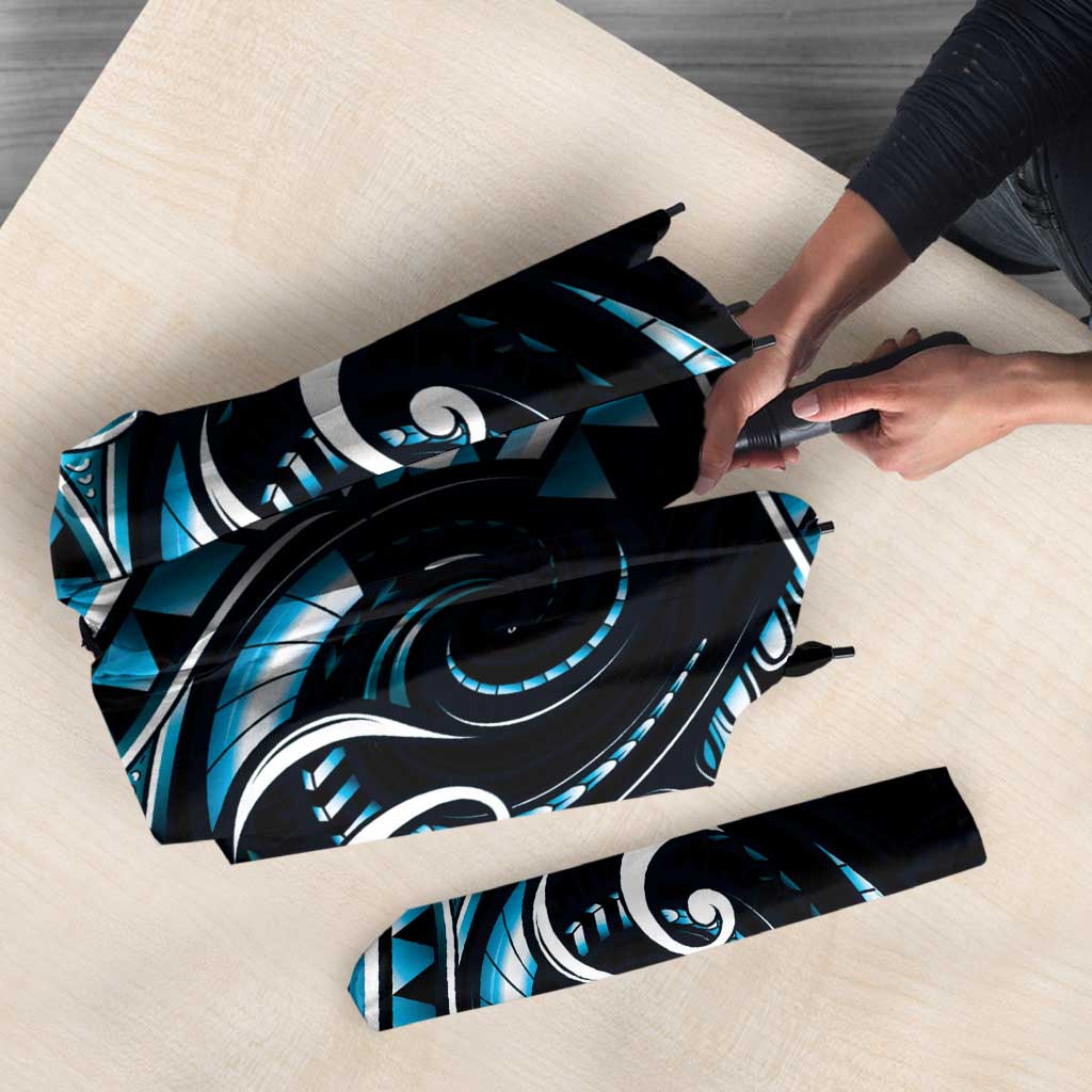 Blue Ngaru Taniko With Aotearoa Maori Tattoo Umbrella - Aussie Hoodie