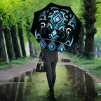 Blue Ngaru Taniko With Aotearoa Maori Tattoo Umbrella - Aussie Hoodie