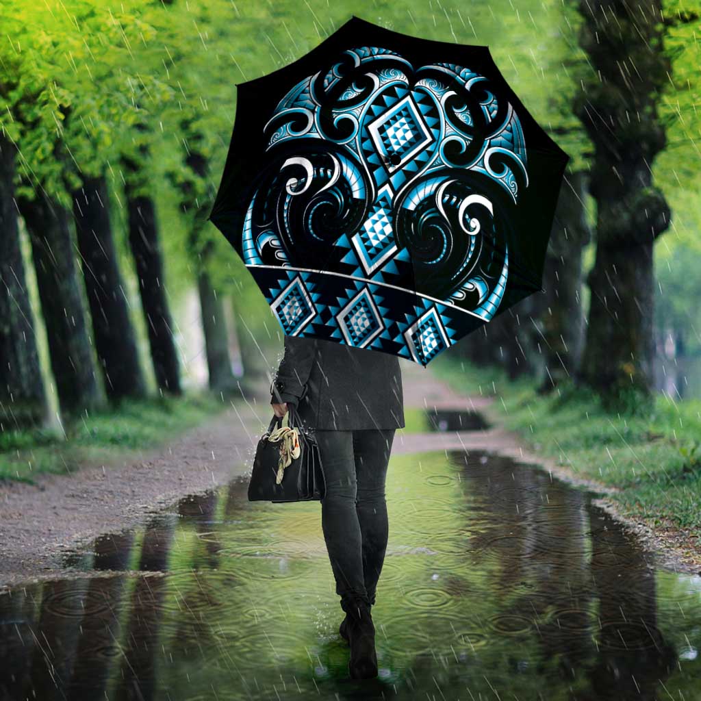 Blue Ngaru Taniko With Aotearoa Maori Tattoo Umbrella - Aussie Hoodie