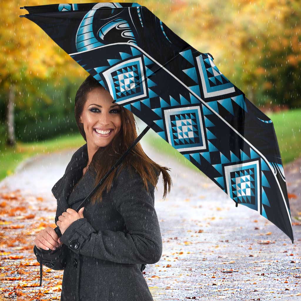 Blue Ngaru Taniko With Aotearoa Maori Tattoo Umbrella - Aussie Hoodie