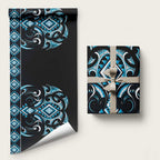 Blue Ngaru Taniko With Aotearoa Maori Tattoo Wrapping Paper - Aussie Hoodie