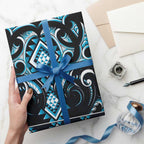 Blue Ngaru Taniko With Aotearoa Maori Tattoo Wrapping Paper - Aussie Hoodie