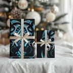 Blue Ngaru Taniko With Aotearoa Maori Tattoo Wrapping Paper - Aussie Hoodie