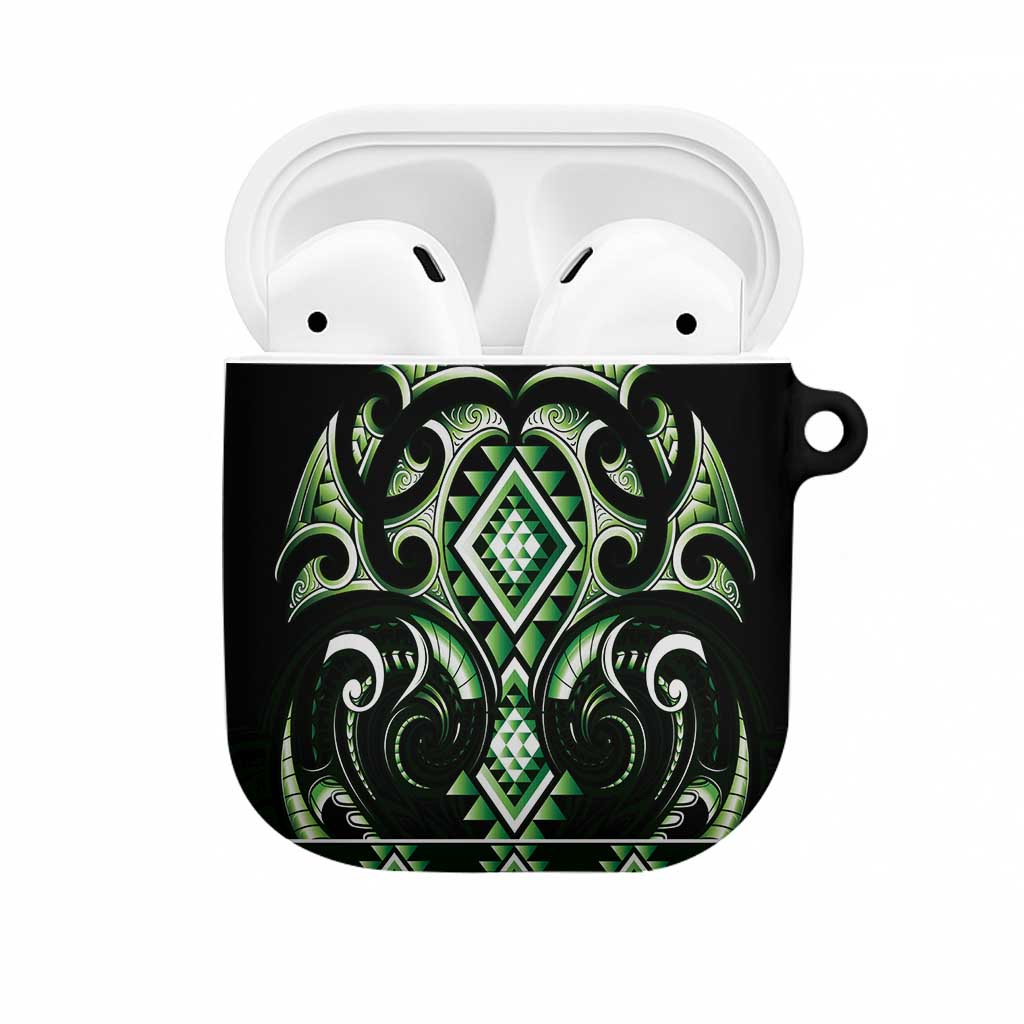 Green Ngaru Taniko With Aotearoa Maori Tattoo AirPods Case - Aussie Hoodie