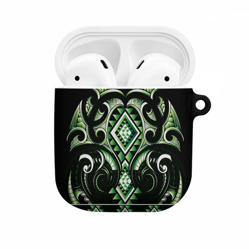Green Ngaru Taniko With Aotearoa Maori Tattoo AirPods Case - Aussie Hoodie