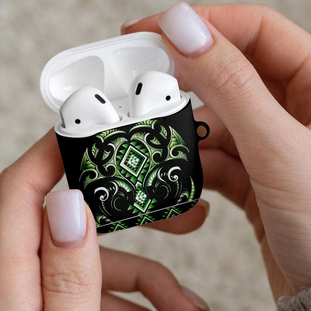 Green Ngaru Taniko With Aotearoa Maori Tattoo AirPods Case - Aussie Hoodie