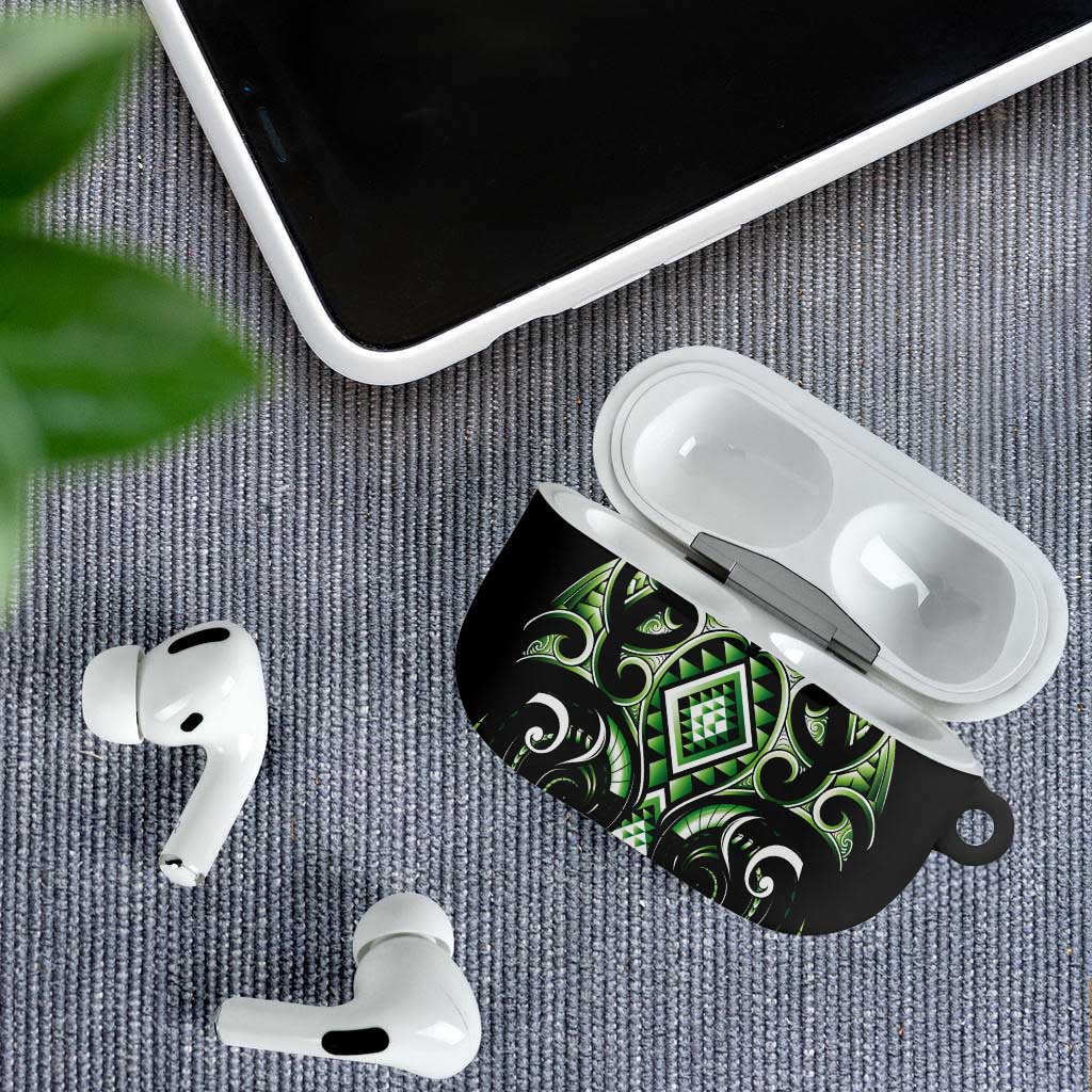 Green Ngaru Taniko With Aotearoa Maori Tattoo AirPods Case - Aussie Hoodie