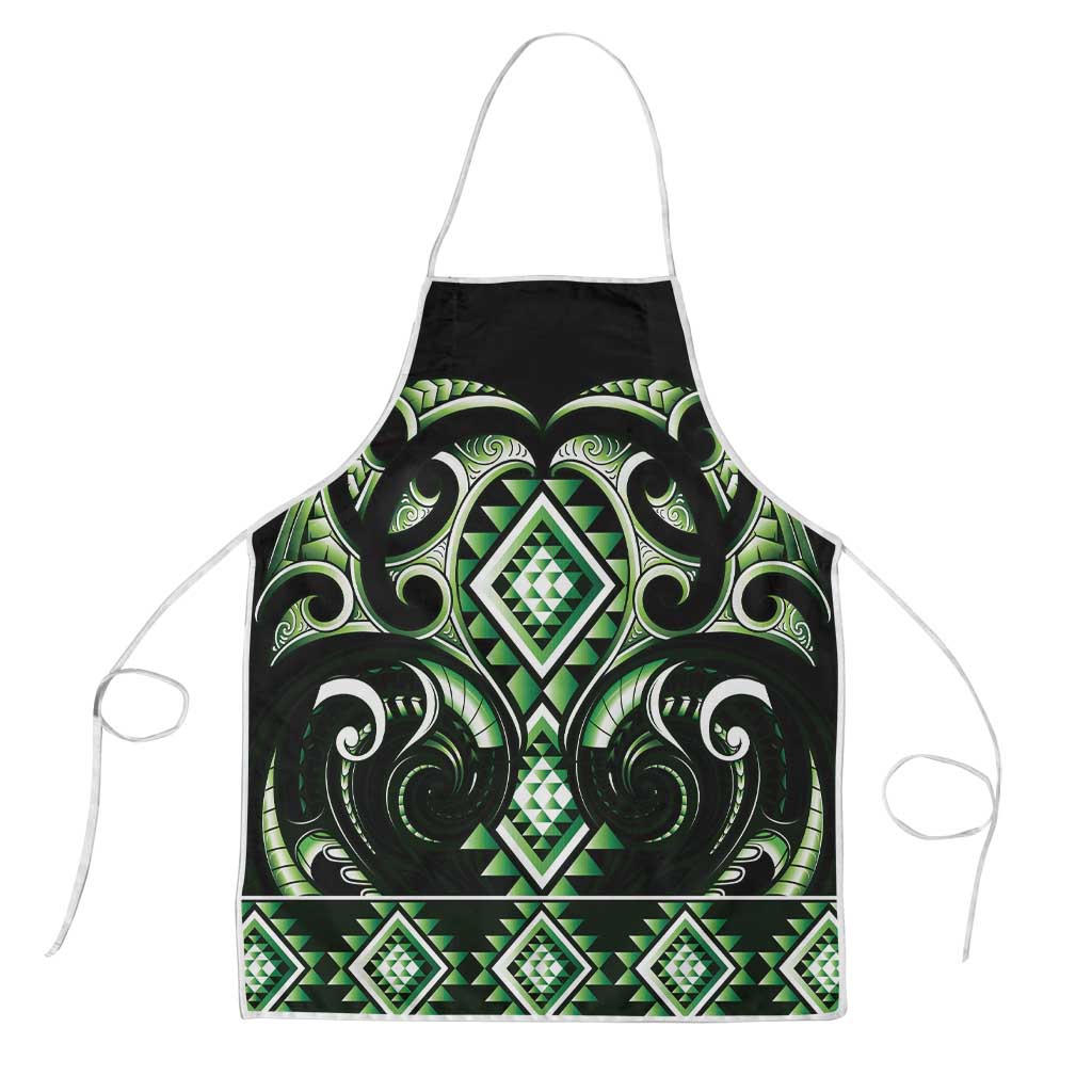 Green Ngaru Taniko With Aotearoa Maori Tattoo Apron - Aussie Hoodie