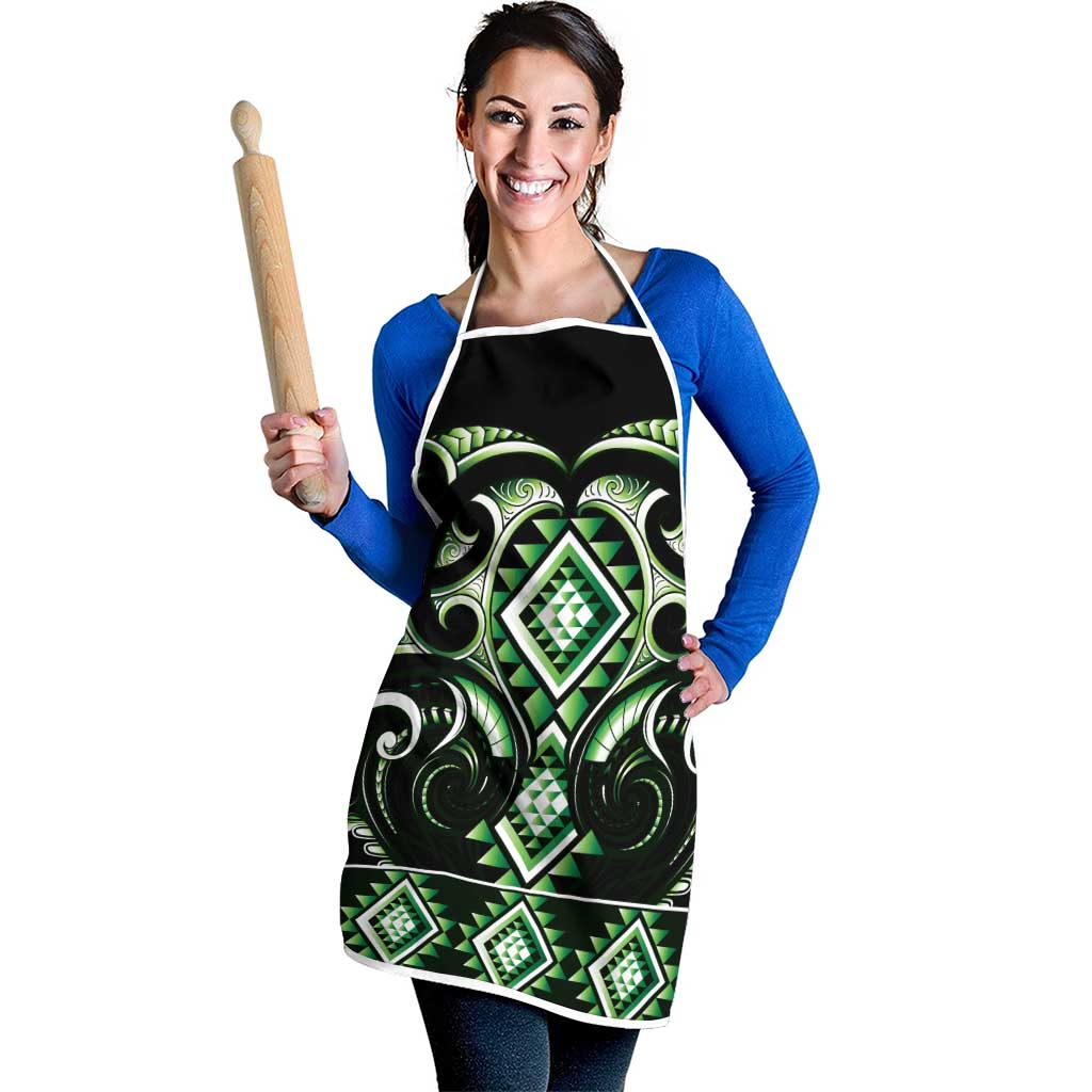 Green Ngaru Taniko With Aotearoa Maori Tattoo Apron - Aussie Hoodie
