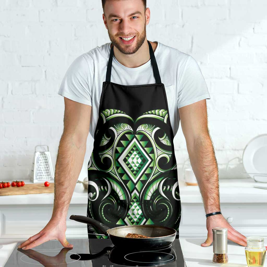 Green Ngaru Taniko With Aotearoa Maori Tattoo Apron - Aussie Hoodie