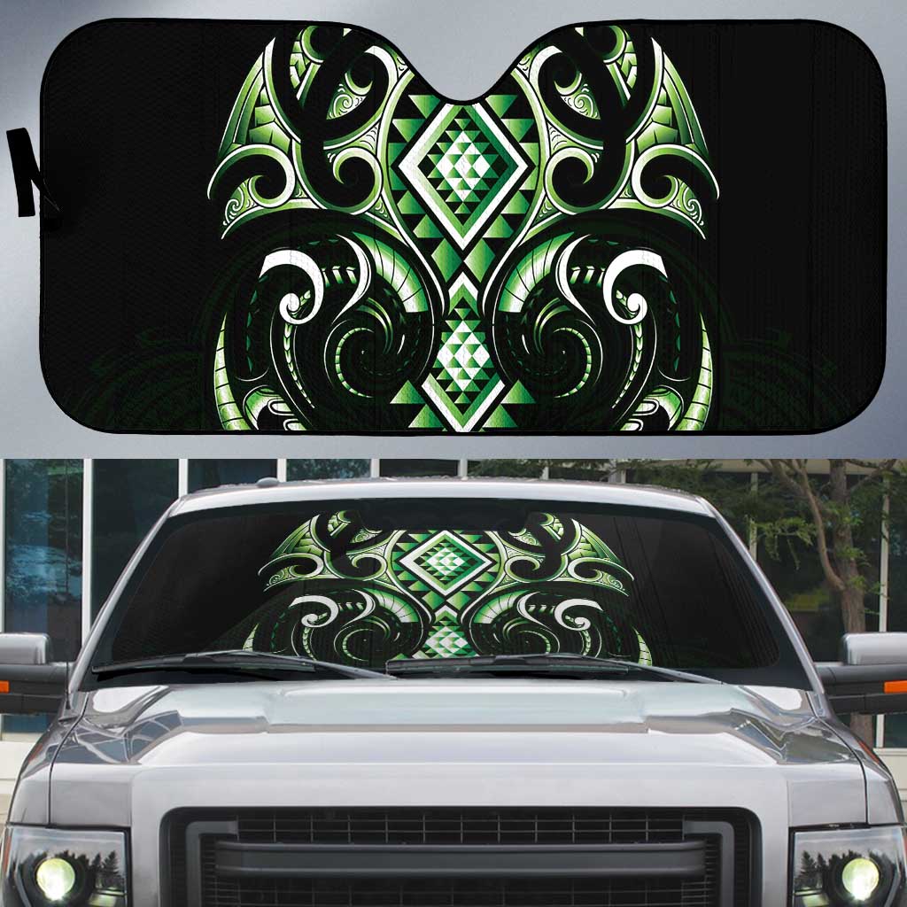 Green Ngaru Taniko With Aotearoa Maori Tattoo Auto Sun Shade - Aussie Hoodie