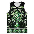 Green Ngaru Taniko With Aotearoa Maori Tattoo Basketball Jersey - Aussie Hoodie