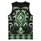 Green Ngaru Taniko With Aotearoa Maori Tattoo Basketball Jersey - Aussie Hoodie