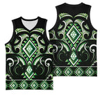 Green Ngaru Taniko With Aotearoa Maori Tattoo Basketball Jersey - Aussie Hoodie