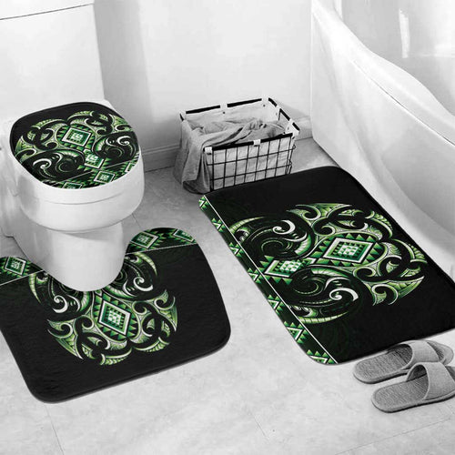 Green Ngaru Taniko With Aotearoa Maori Tattoo Bathroom Set - Aussie Hoodie
