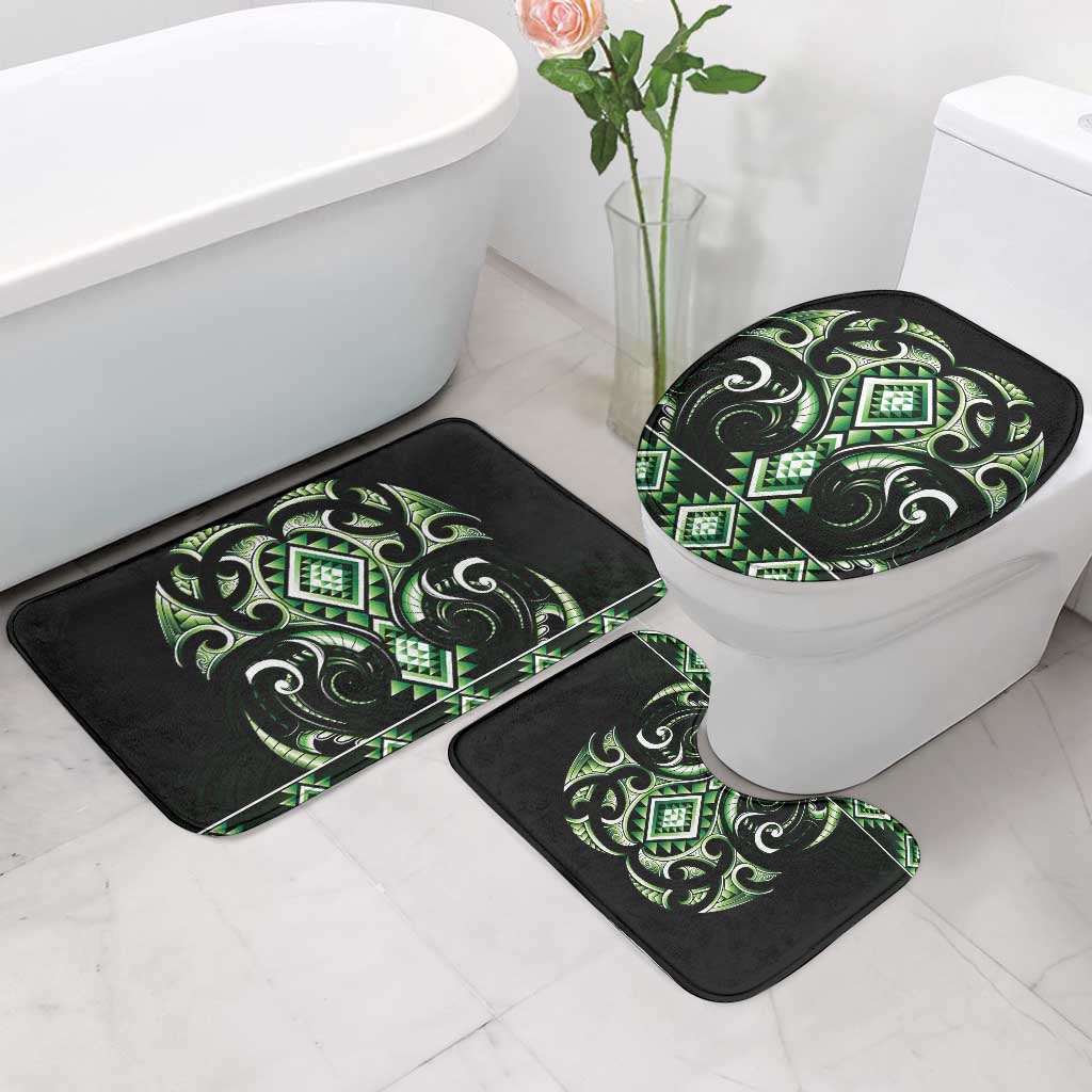 Green Ngaru Taniko With Aotearoa Maori Tattoo Bathroom Set - Aussie Hoodie