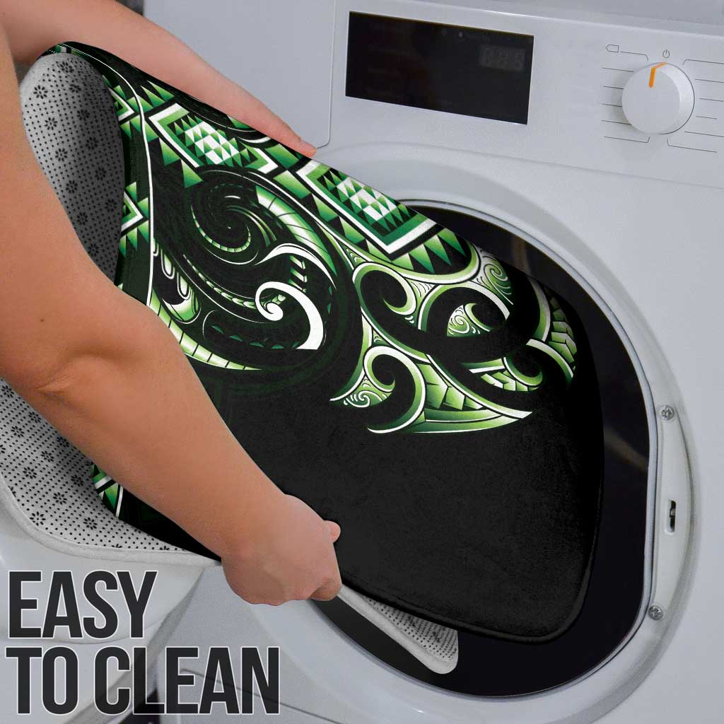 Green Ngaru Taniko With Aotearoa Maori Tattoo Bathroom Set - Aussie Hoodie