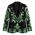 Green Ngaru Taniko With Aotearoa Maori Tattoo Blazer - Aussie Hoodie