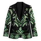 Green Ngaru Taniko With Aotearoa Maori Tattoo Blazer - Aussie Hoodie