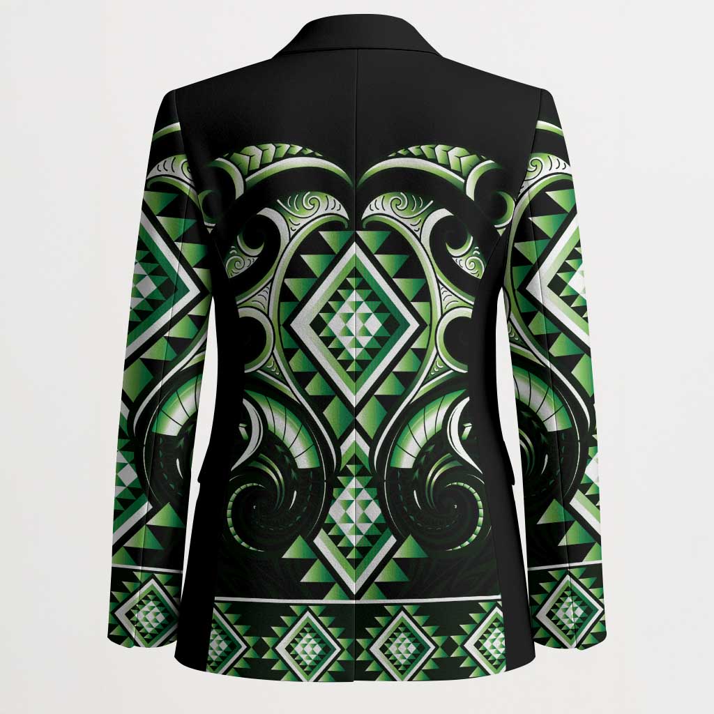 Green Ngaru Taniko With Aotearoa Maori Tattoo Blazer - Aussie Hoodie