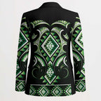 Green Ngaru Taniko With Aotearoa Maori Tattoo Blazer - Aussie Hoodie